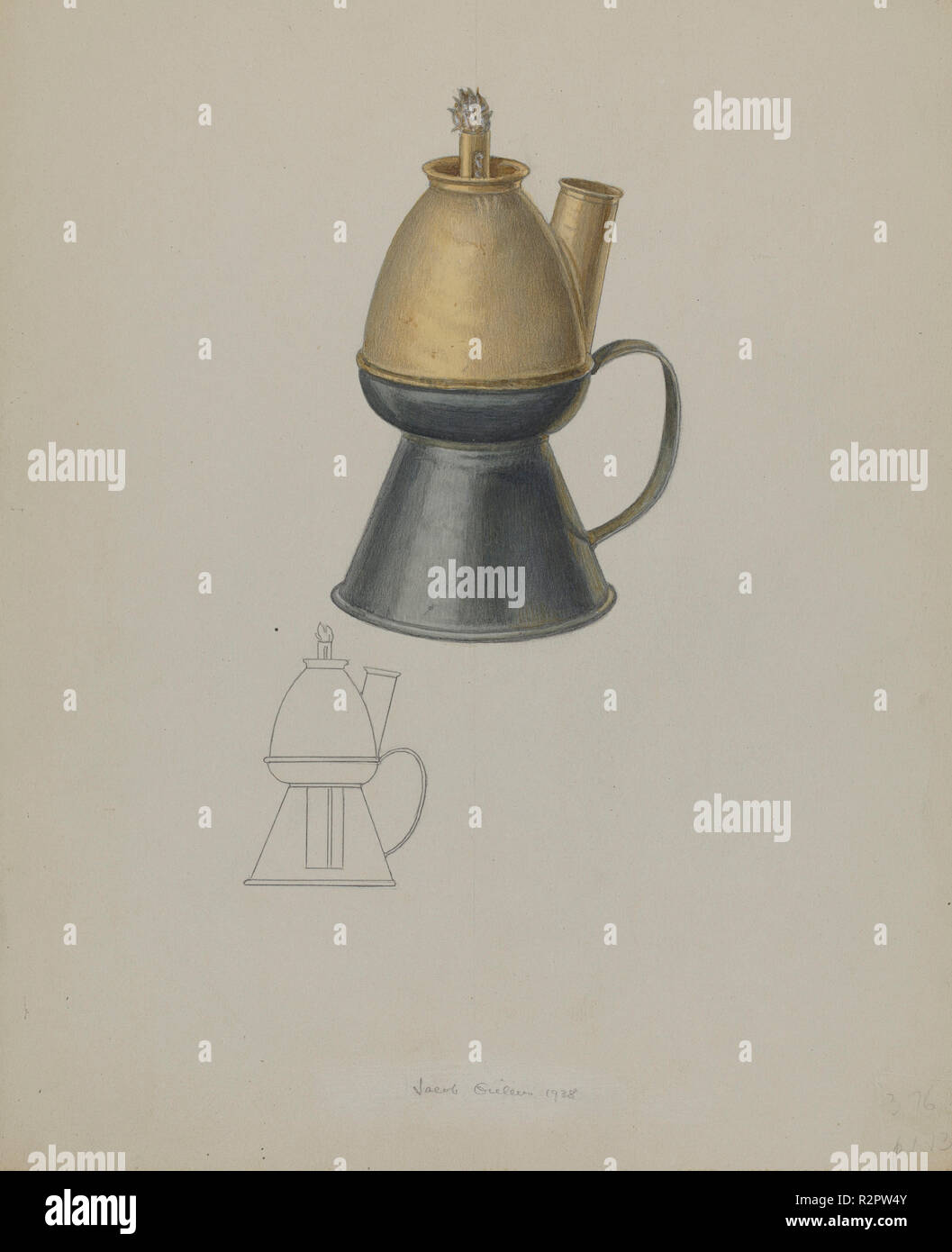 Petticoat Lamp. Dated: 1938. Dimensions: overall: 27.9 x 22.9 cm (11 x 9 in.). Medium: watercolor and graphite on paperboard. Museum: National Gallery of Art, Washington DC. Author: Jacob Gielens. Stock Photo