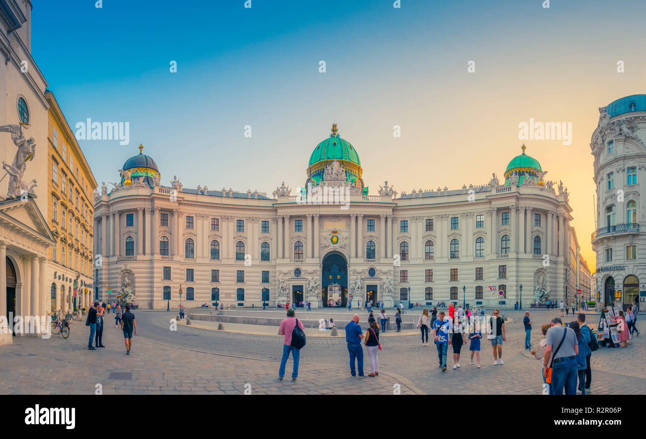 Europe, Austria, Vienna, Innere Stadt District, city centre, Michaelerplatz Square, Hofburg Palace Stock Photo
