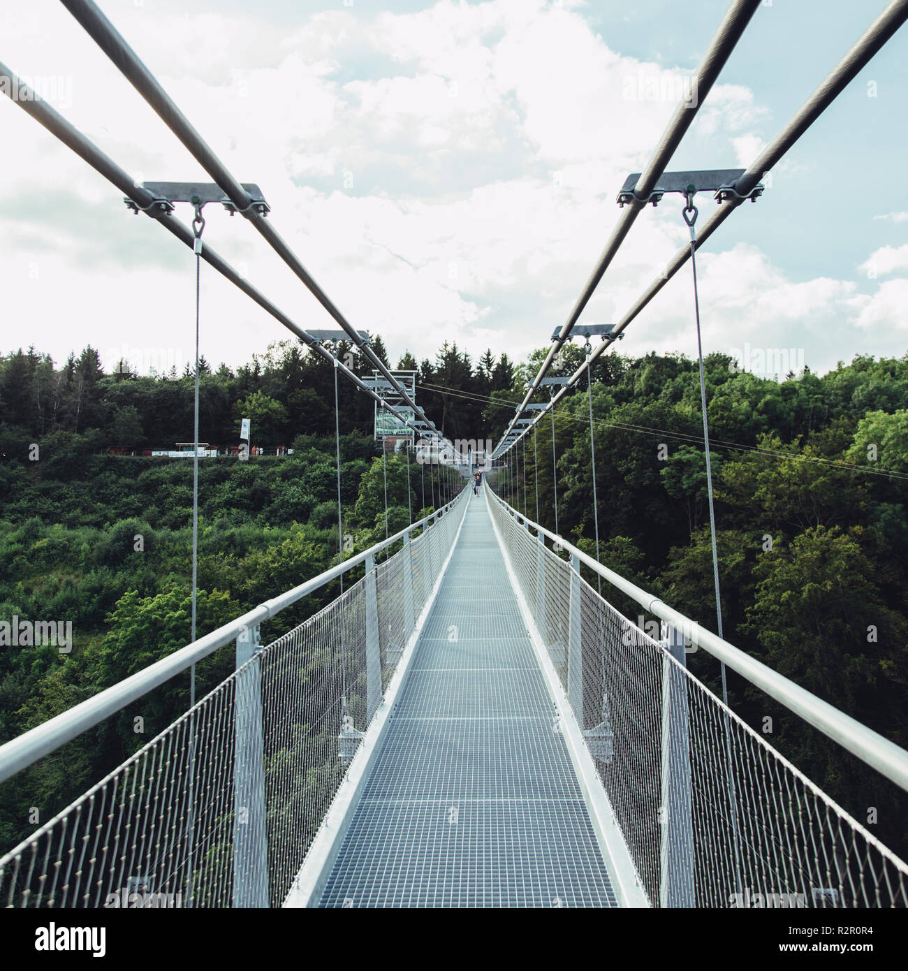 Titan RT, one of the world's longest suspension bridges for pedestrians, Rappbode Dam, Harz Mountains Stock Photo