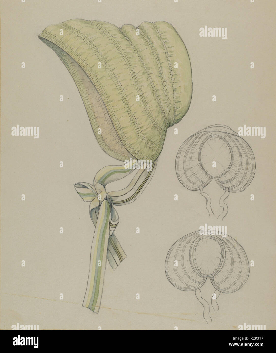 Bonnet. Dated: c. 1936. Dimensions: overall: 29.3 x 23.1 cm (11 9/16 x 9 1/8 in.). Medium: watercolor and graphite on paperboard. Museum: National Gallery of Art, Washington DC. Author: Jessie M. Benge. Stock Photo
