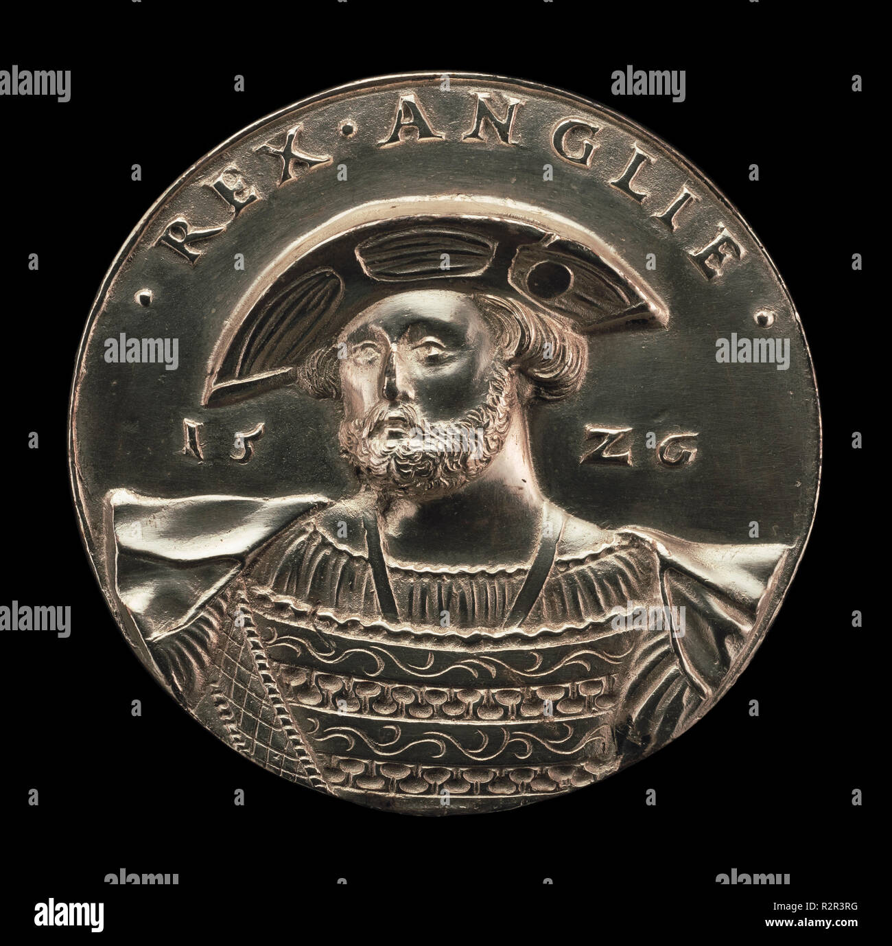 Henry VIII, 1491-1547, King of England 1509 [obverse]. Dated: 1526. Dimensions: overall (diameter): 5.93 cm (2 5/16 in.)  gross weight: 88.64 gr (0.195 lb.)  axis: 12:00. Medium: silver. Museum: National Gallery of Art, Washington DC. Author: HANS DAUCHER. Stock Photo