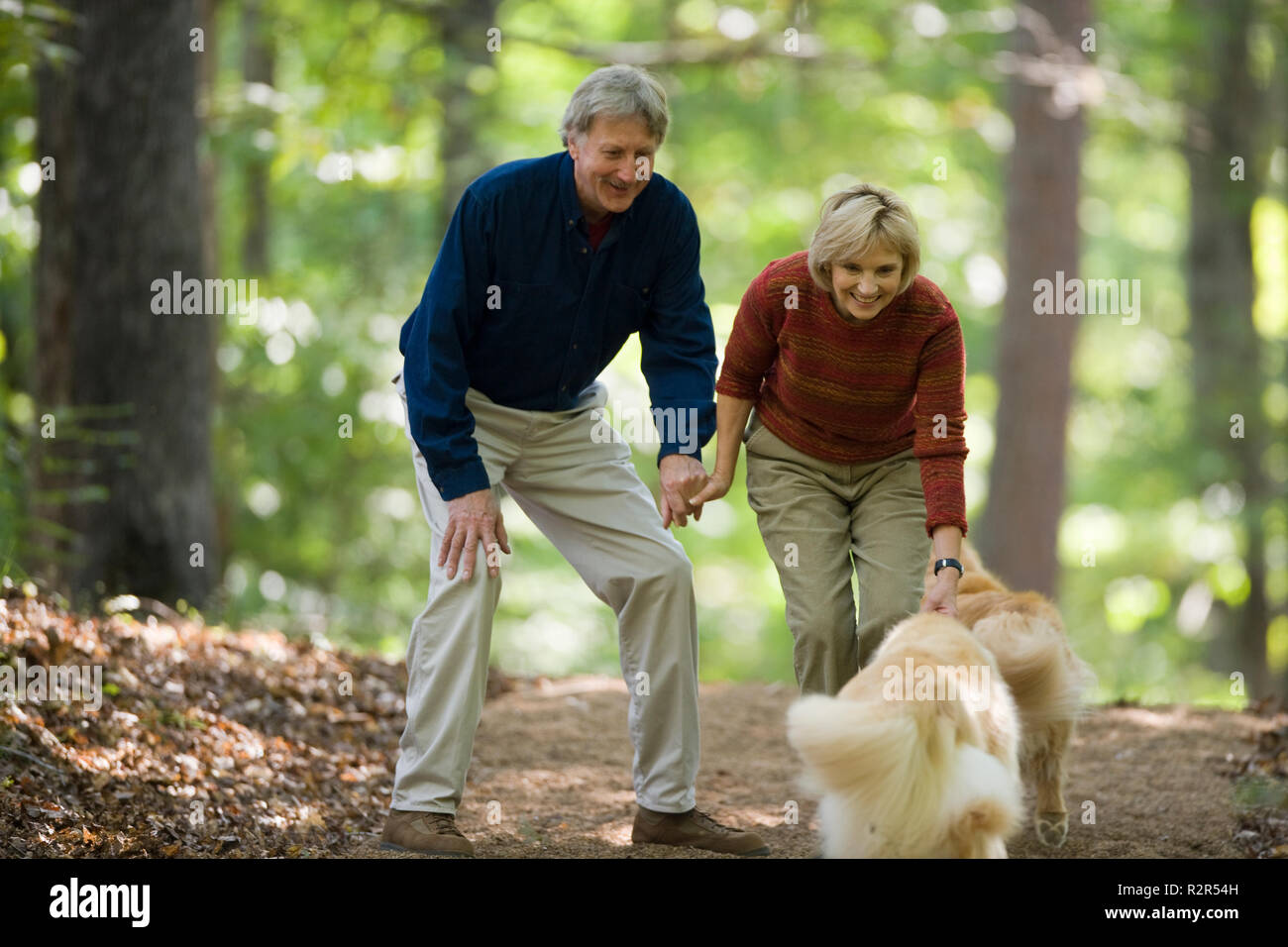 Couple going for a walk in the woods Stock Photo - Alamy