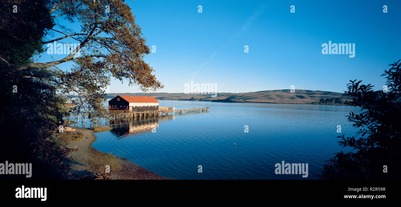 Lake with pier Stock Photo - Alamy