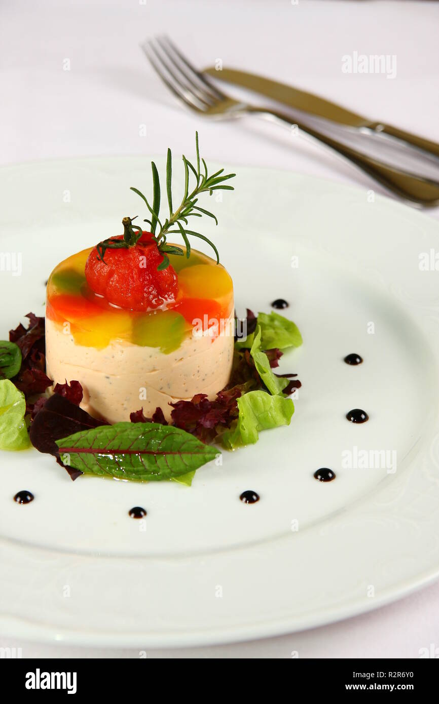 goat cheese tart with salad Stock Photo Alamy