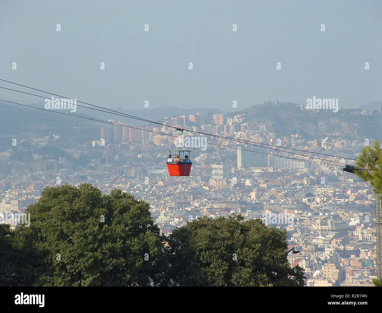 barcelona montjuic cable car Stock Photo - Alamy