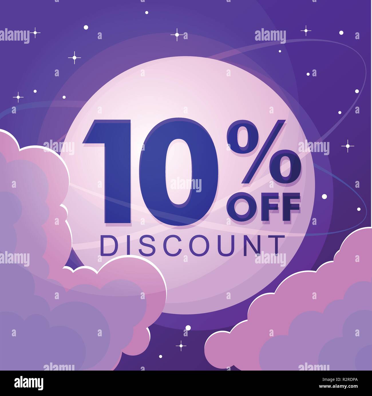 Ten percent discount. cosmic Sale Vector illustration Stock Vector