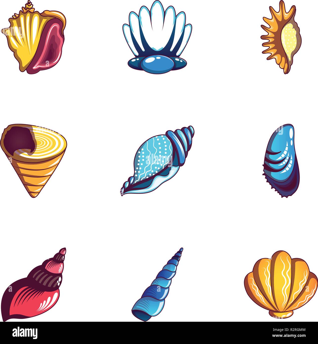 Mussel icons set, cartoon style Stock Vector Image & Art - Alamy