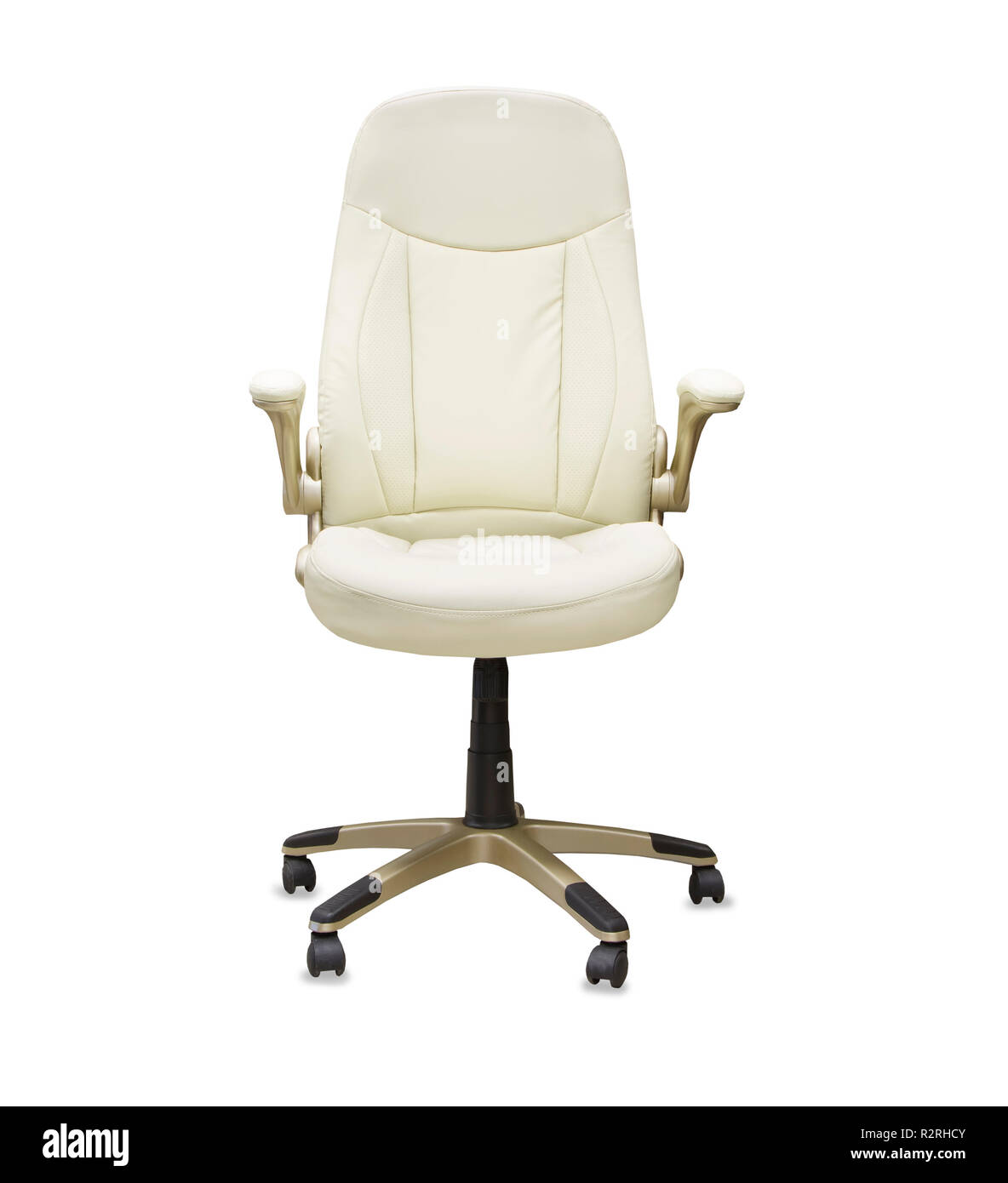 Office chair from white leather isolated Stock Photo