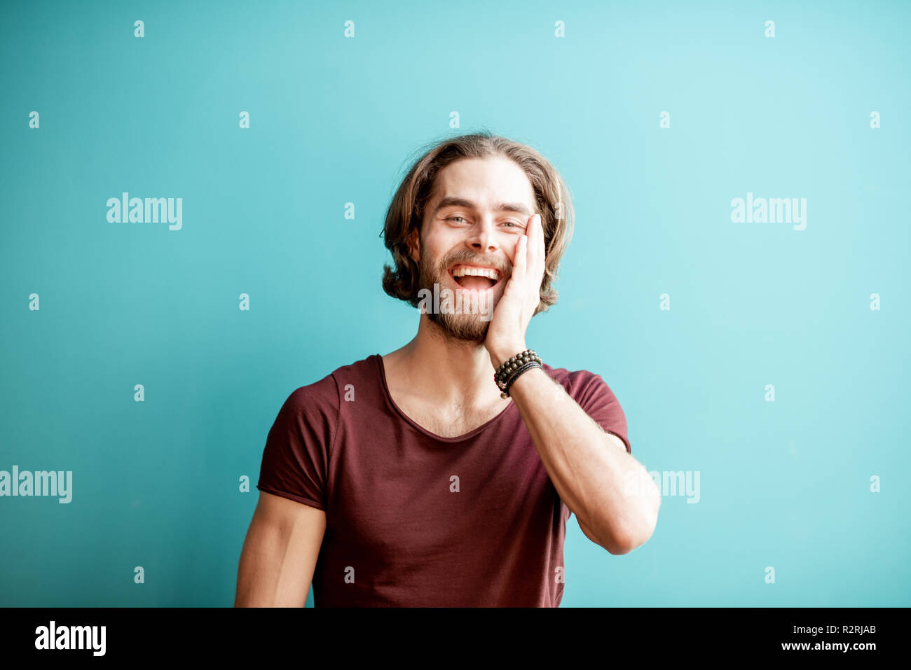 Bearded happy emotional man hi-res stock photography and images - Alamy