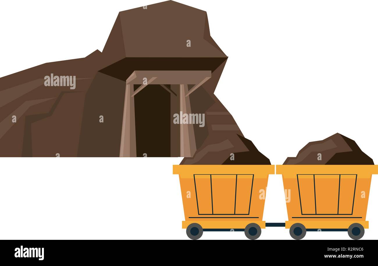 Mining ave and wagon carts vector illustration graphic design Stock ...