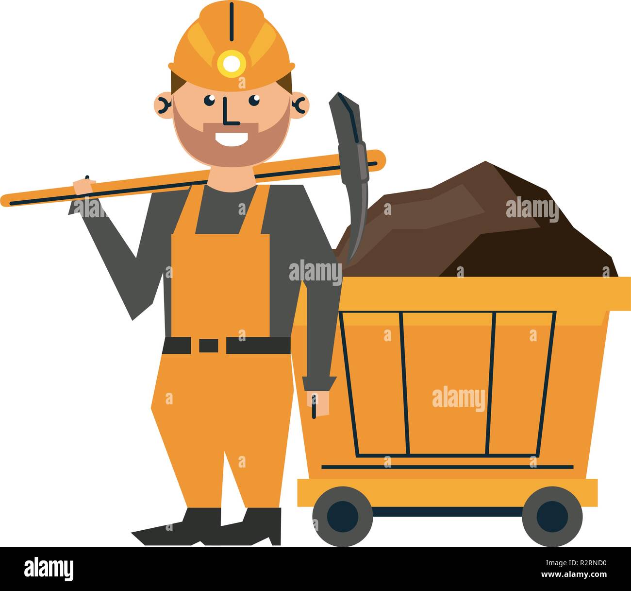 Ming worker with pick and wagon vector illustration graphic design Stock Vector
