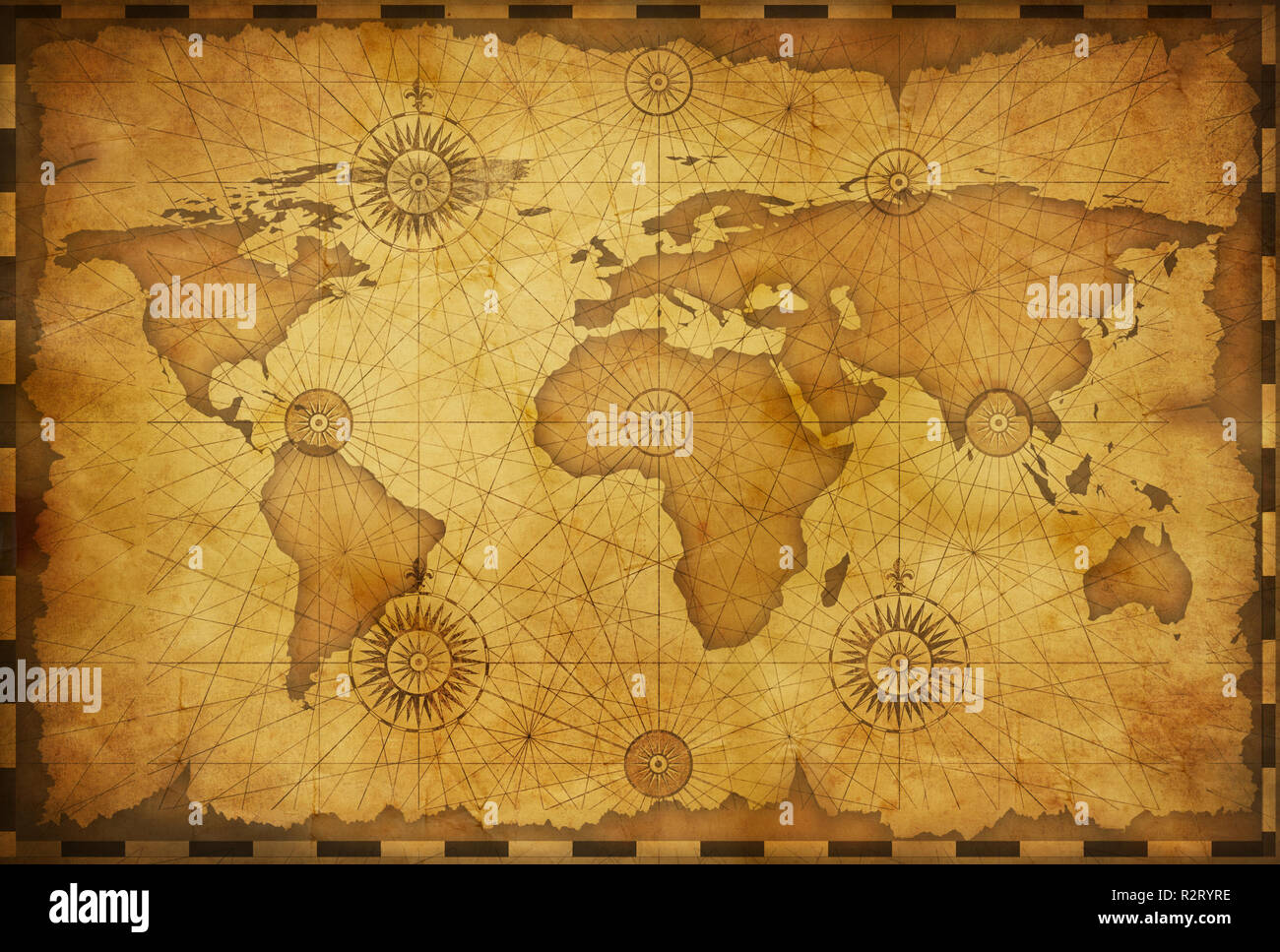 Old world map in vintage style. Elements of this image furnished by NASA. Stock Photo