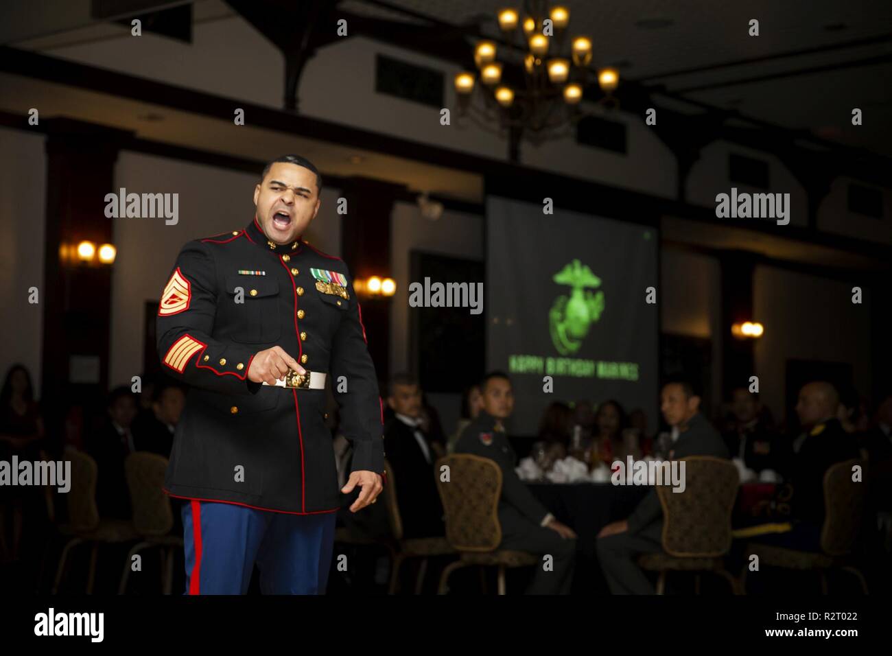 U.S. Marine Corps Gunnery Sgt. Renard K. Dominique gives the "fallen