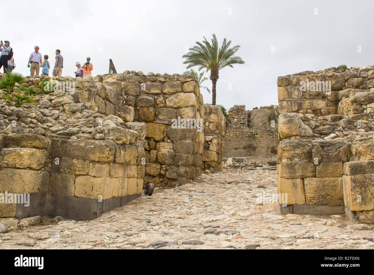 5 May 2018 Tourists at the Bronze Age entrance to the excavated ruins