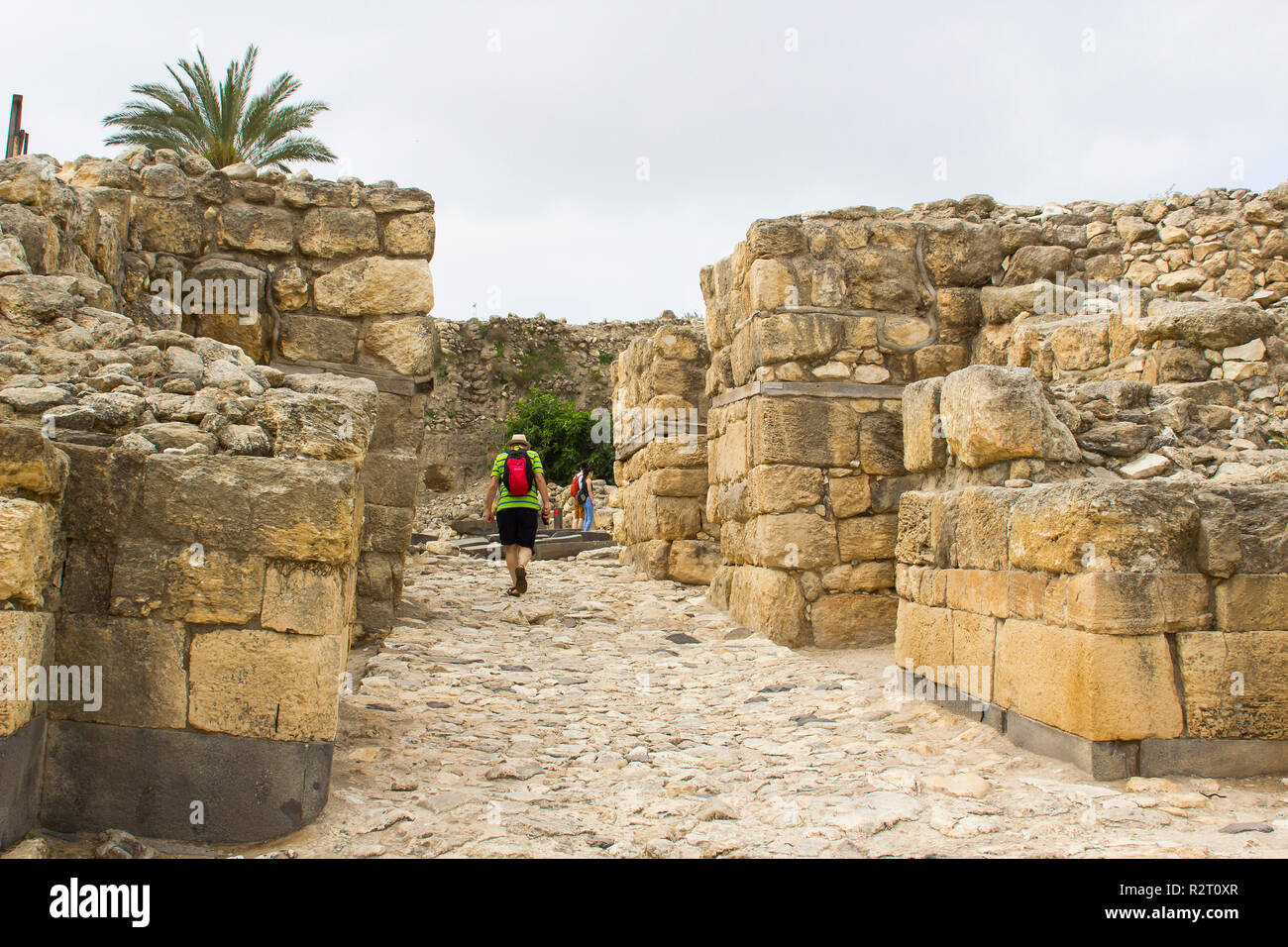 5 May 2018 Tourists at the Bronze Age entrance to the excavated ruins