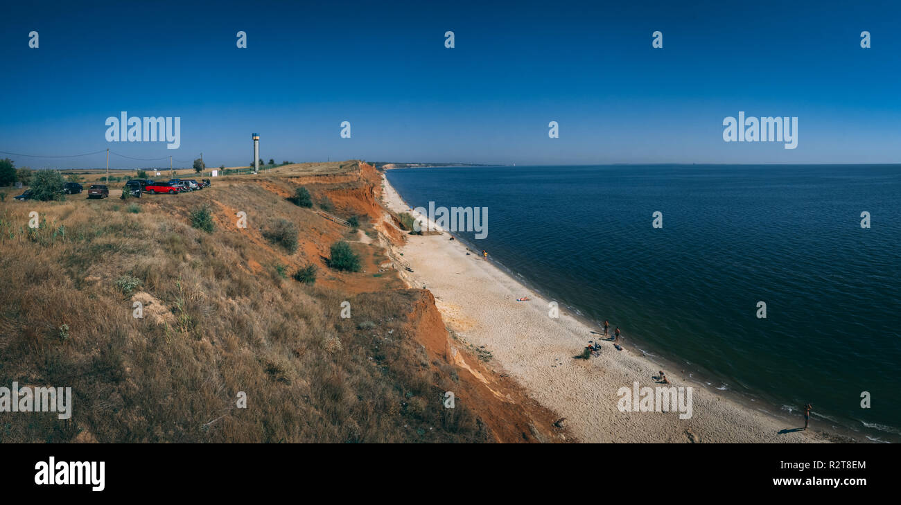 Ochakov, Ukraine - 09.22.2018. Coastline and beaches in Ochakov town in Nikolayev province of Ukraine on the Black Sea coast. Stock Photo