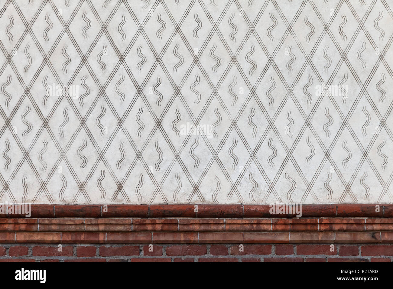 White decorative wall stucco with relief pattern, flat background photo texture Stock Photo