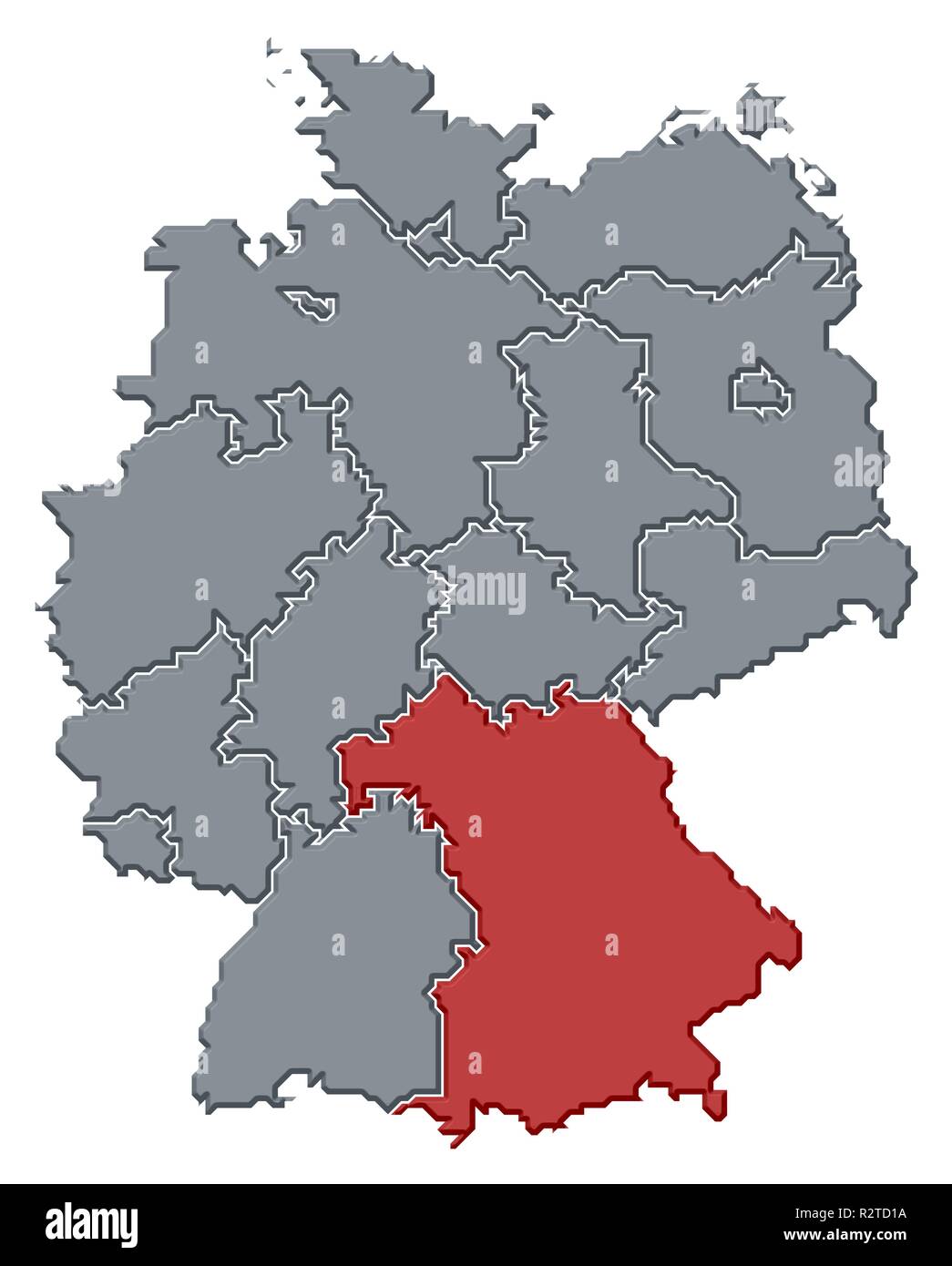 map of germany,bavaria highlighted Stock Photo