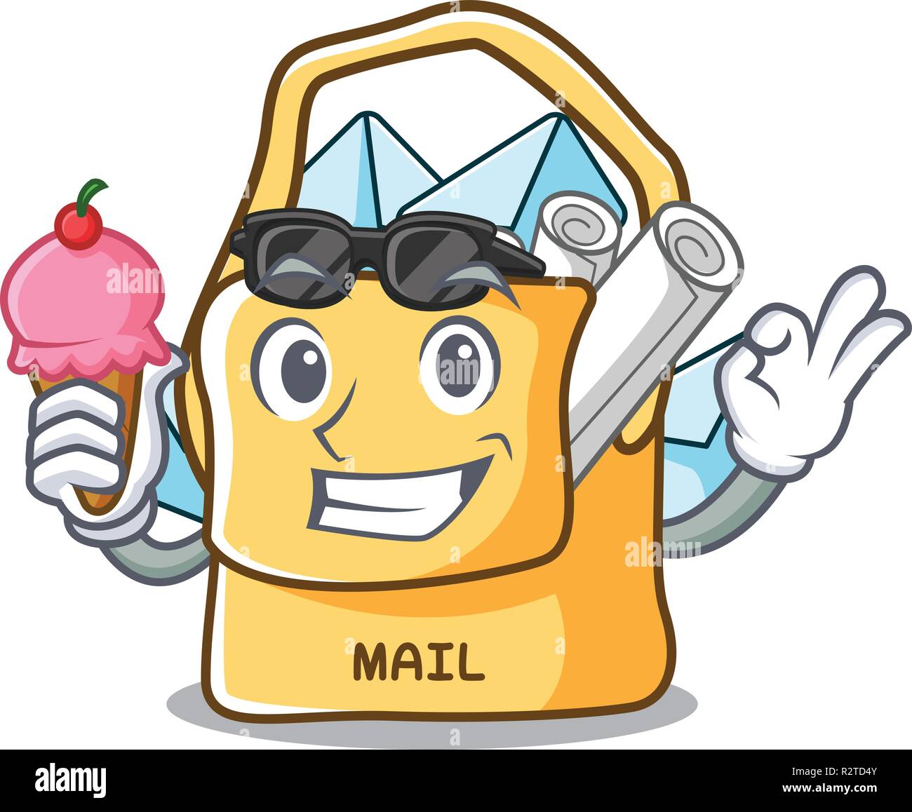 With ice cream the bag with shape mail cartoon Stock Vector