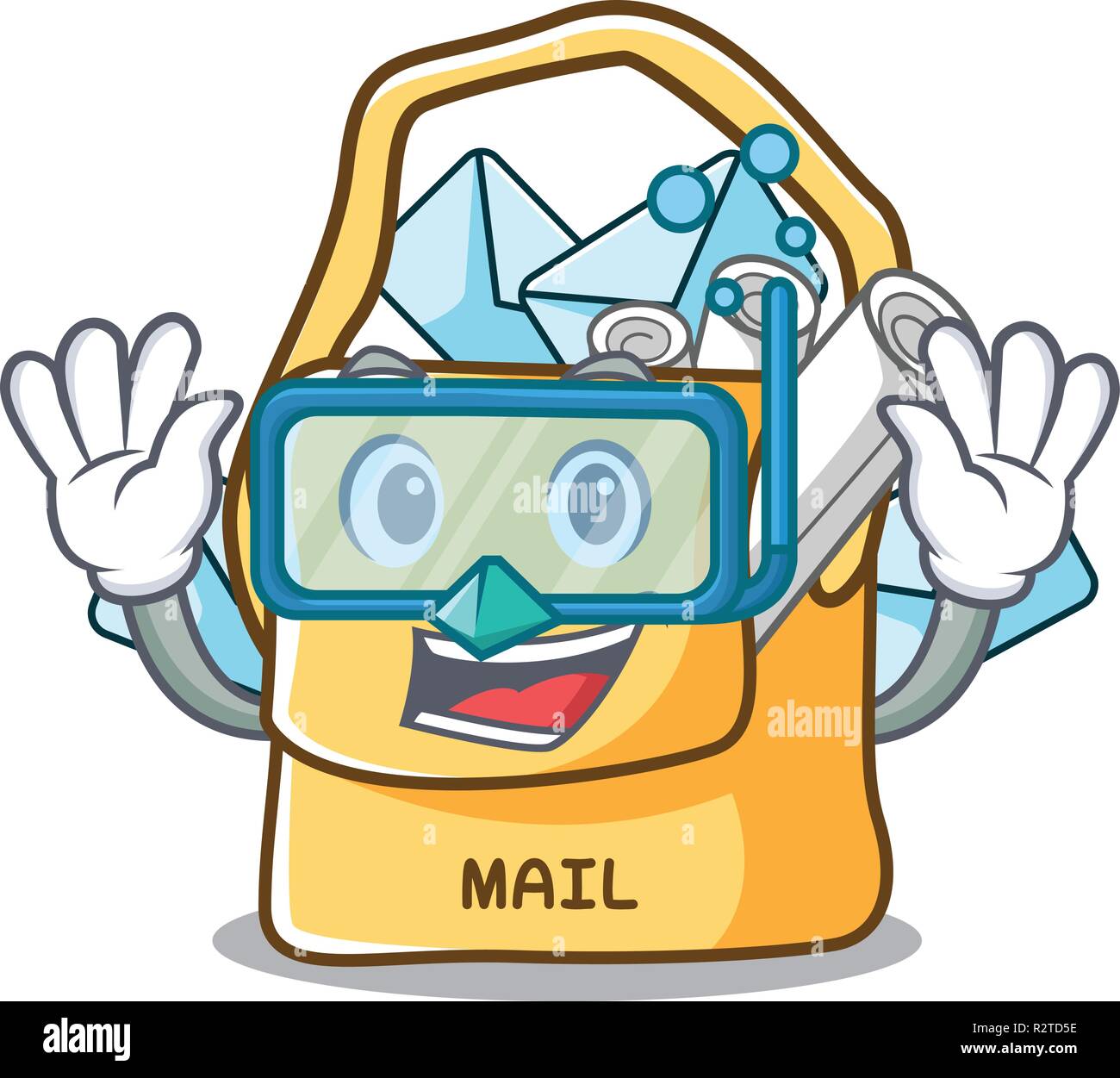 Diving the bag with shape mail cartoon Stock Vector