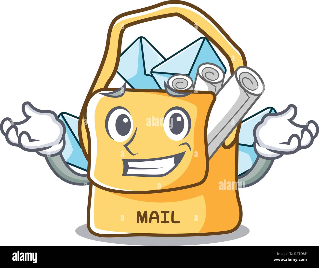 Grinning the bag with shape mail cartoon Stock Vector
