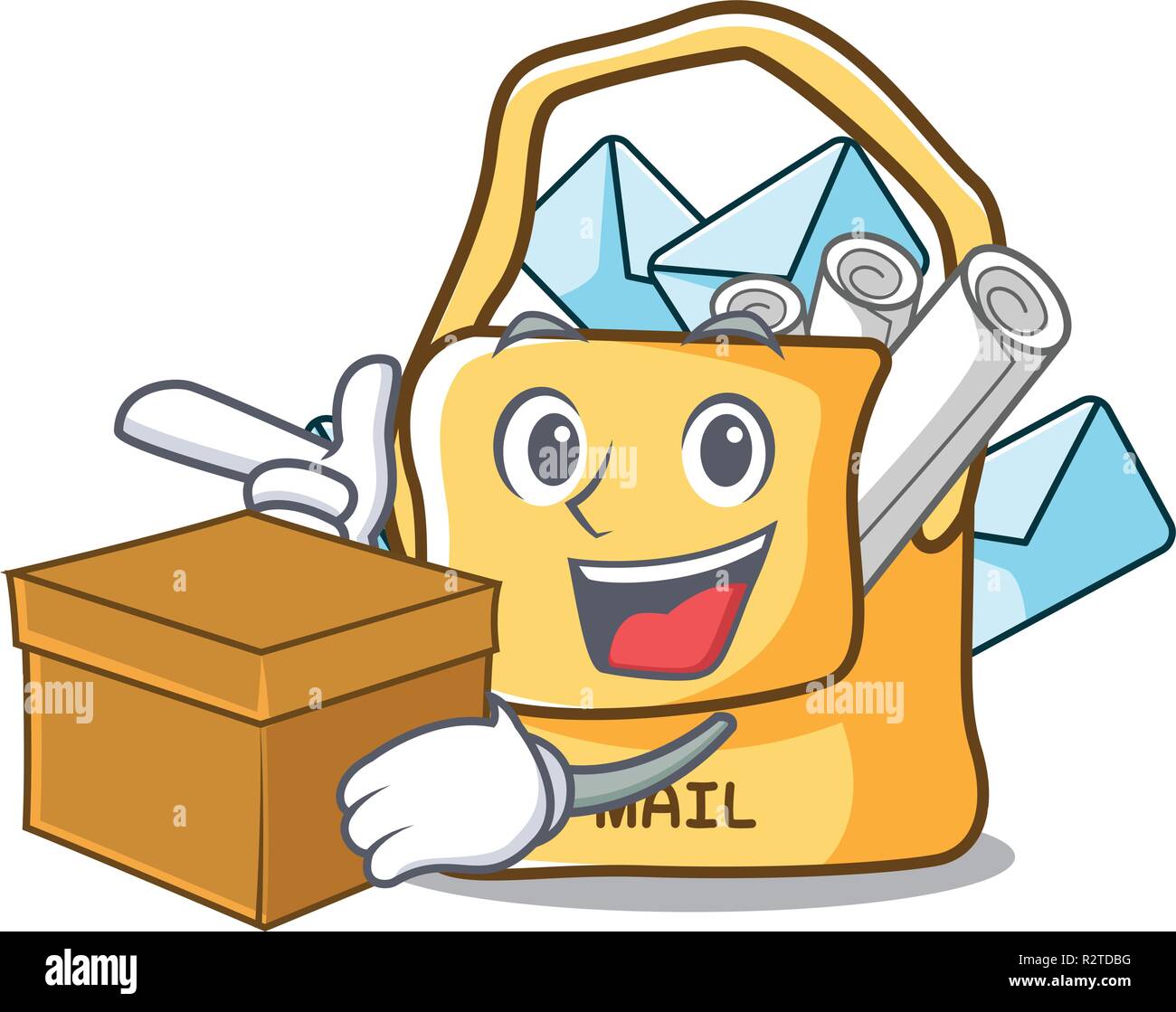 With box the bag with shape mail cartoon Stock Vector