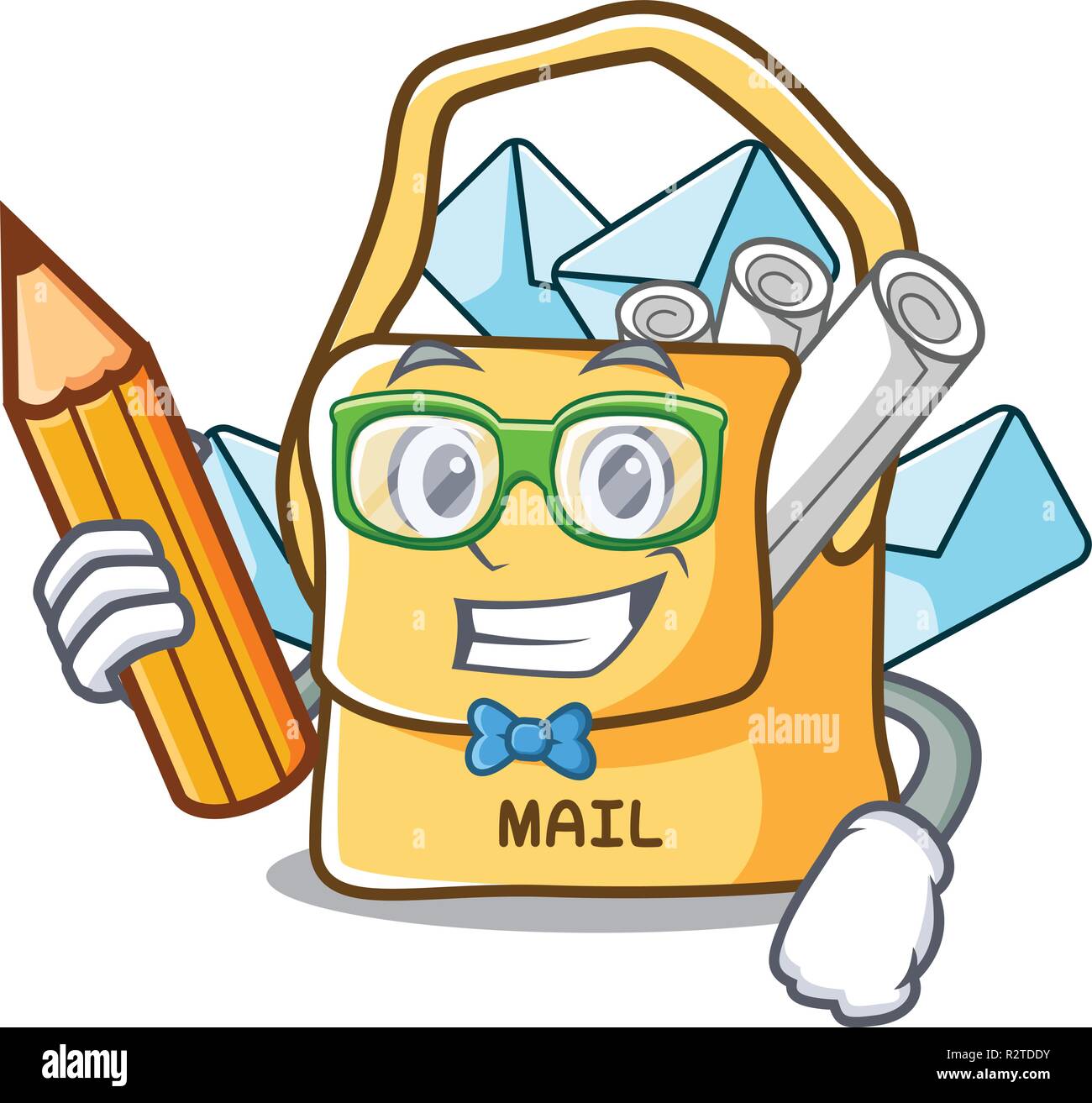 Student the bag with shape mail cartoon Stock Vector
