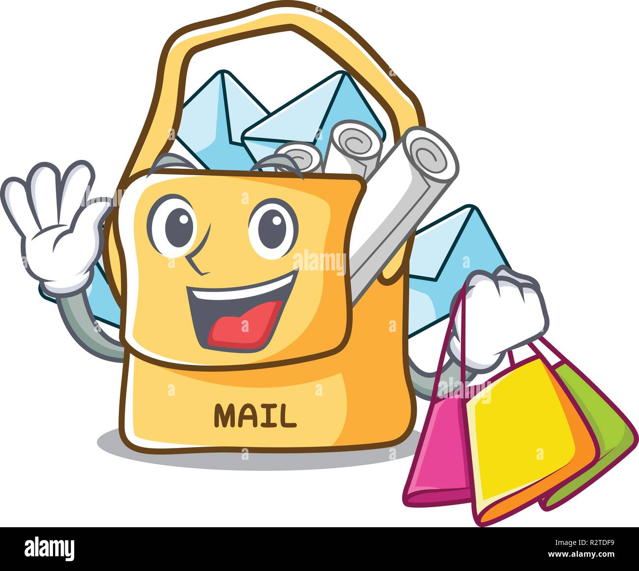 Shopping the bag with shape mail cartoon Stock Vector
