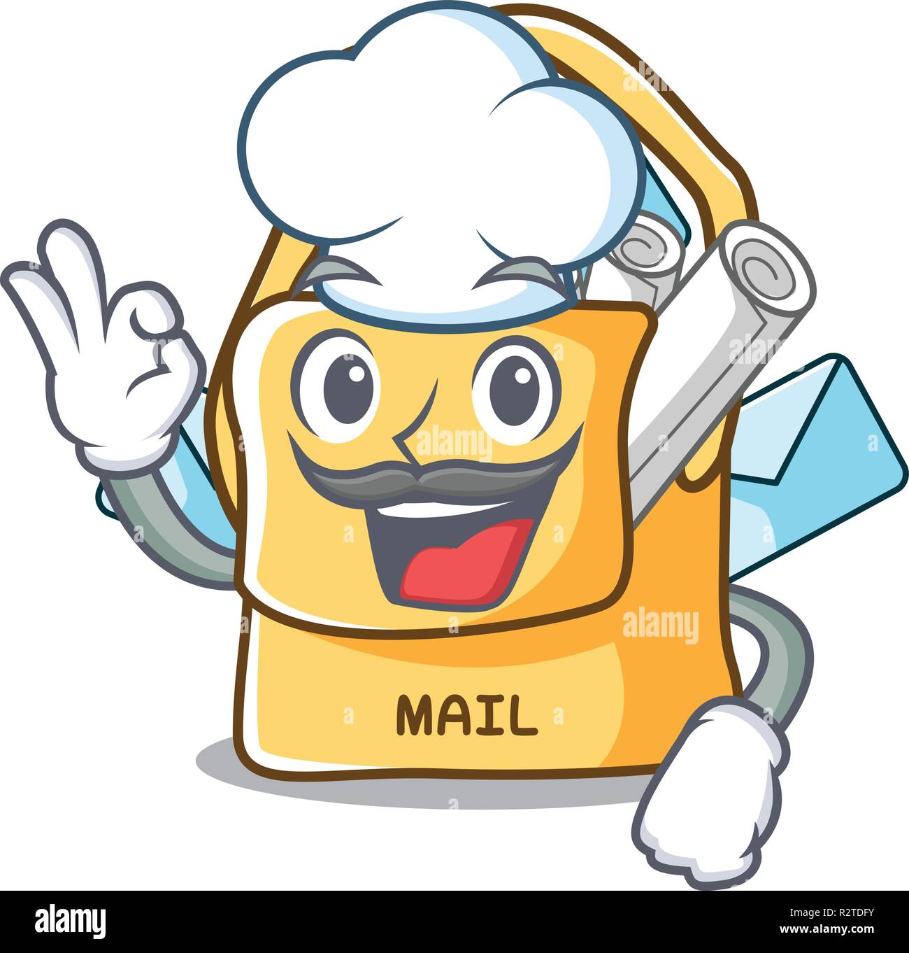 Chef the bag with shape mail cartoon Stock Vector