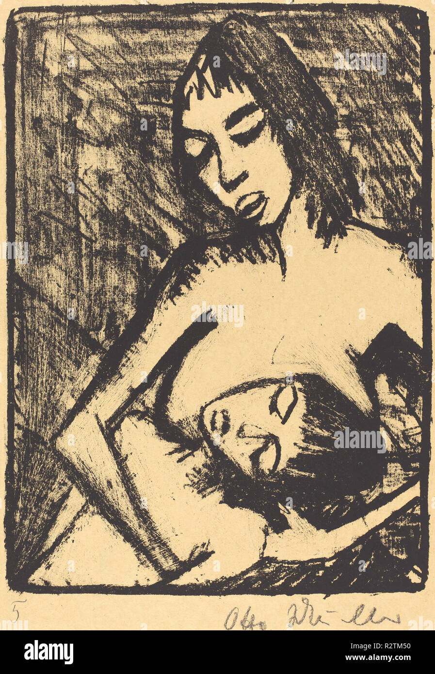 Mother and Child (Mutter und Kind). Dated: probably 1920. Medium: lithograph. Museum: National Gallery of Art, Washington DC. Author: Otto Müller. Stock Photo