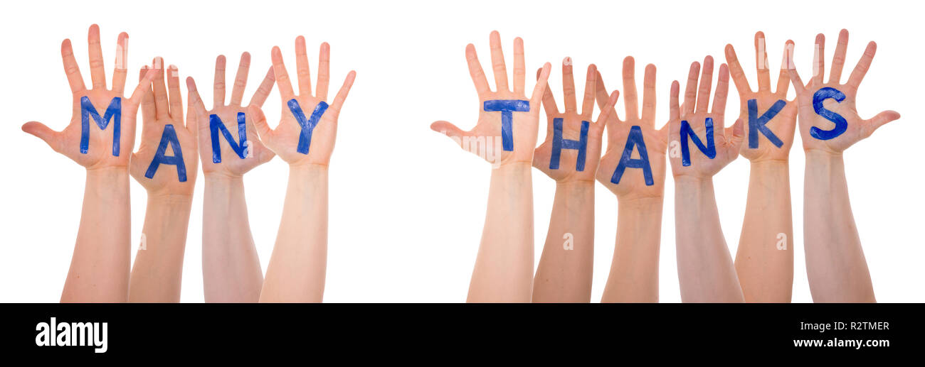 Many Hands Building Word Many Thanks, Isolated Stock Photo