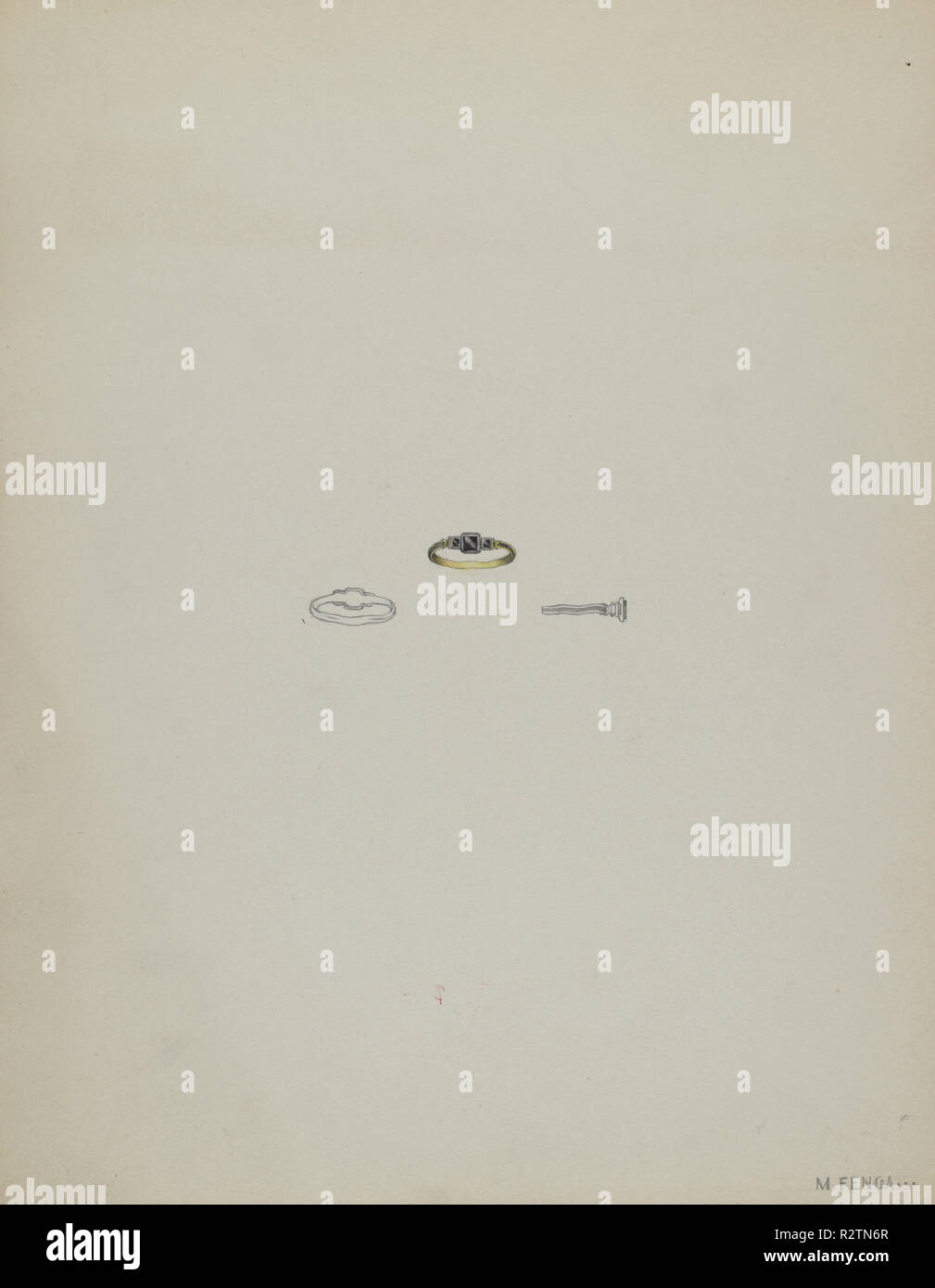 Mourning Ring. Dated: c. 1936. Dimensions: overall: 28.9 x 22.8 cm (11 3/8 x 9 in.). Medium: watercolor and graphite on paperboard. Museum: National Gallery of Art, Washington DC. Author: Michael Fenga. Stock Photo