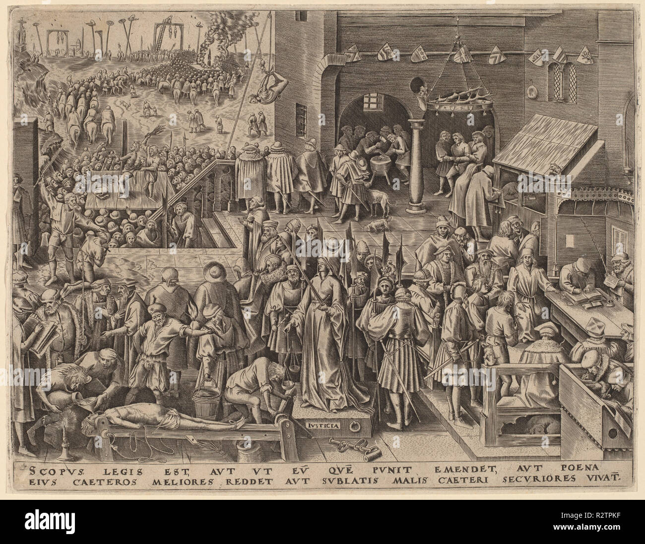 Justice. Dated: published 1559. Medium: engraving. Museum: National Gallery of Art, Washington DC. Author: Attributed to Philip Galle after Pieter Bruegel the Elder. Bruegel (Brueghel), Pieter, the Elder. Stock Photo