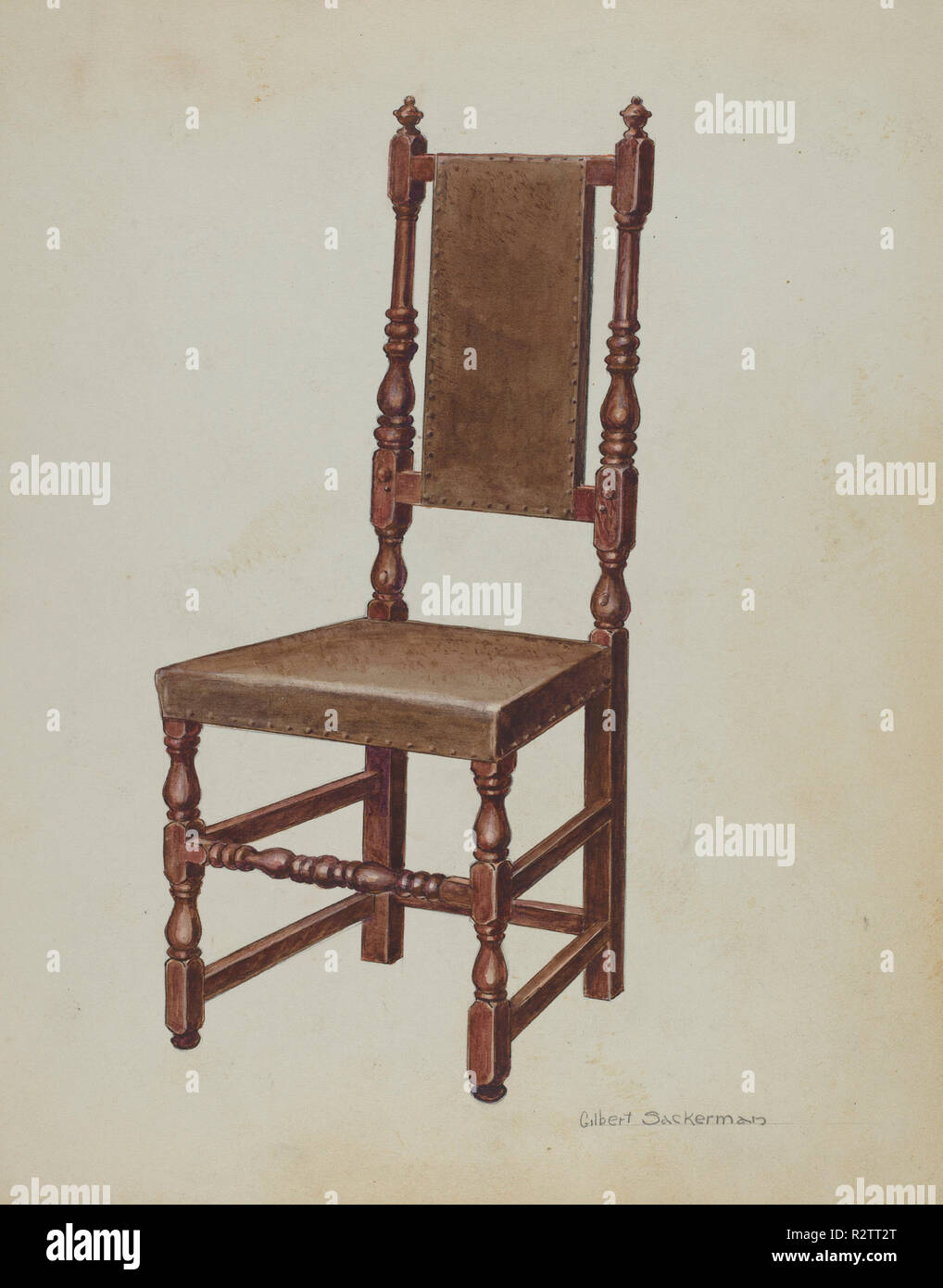 Side Chair. Dated: 1935/1942. Dimensions: overall: 28.9 x 22.8 cm (11 3/8 x 9 in.)  Original IAD Object: none available. Medium: watercolor, colored pencil, and graphite on paperboard. Museum: National Gallery of Art, Washington DC. Author: Gilbert Sackerman. Stock Photo