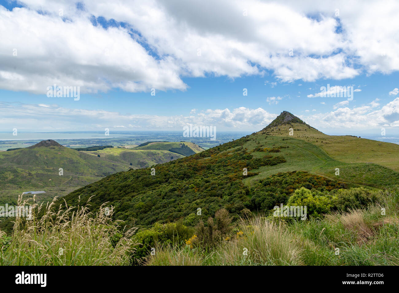 Gibraltar Rock seen from the Summit Road on the Port Hills in Christchurch Stock Photo