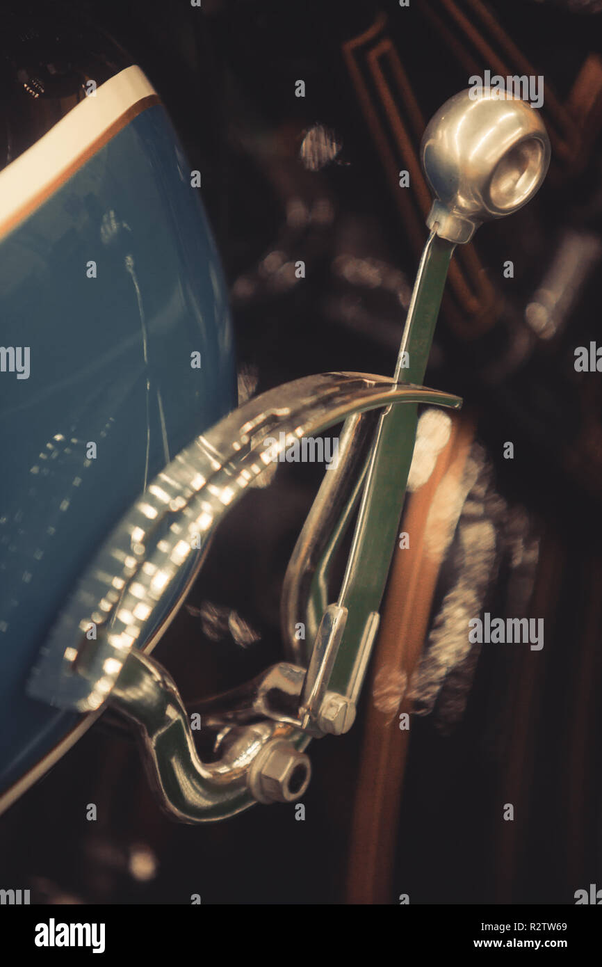 Vintage motorcycle hand gear shifter also called suicide shifter Stock