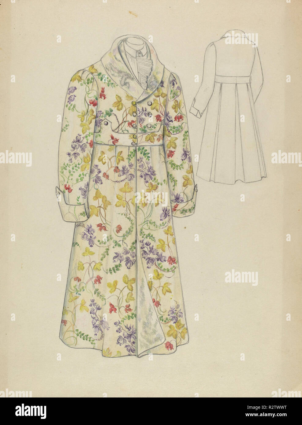 Man's Dressing Gown. Dated: c. 1936. Dimensions: overall: 29.5 x 23 cm (11 5/8 x 9 1/16 in.). Medium: watercolor and graphite on paperboard. Museum: National Gallery of Art, Washington DC. Author: Jessie M. Benge. Stock Photo