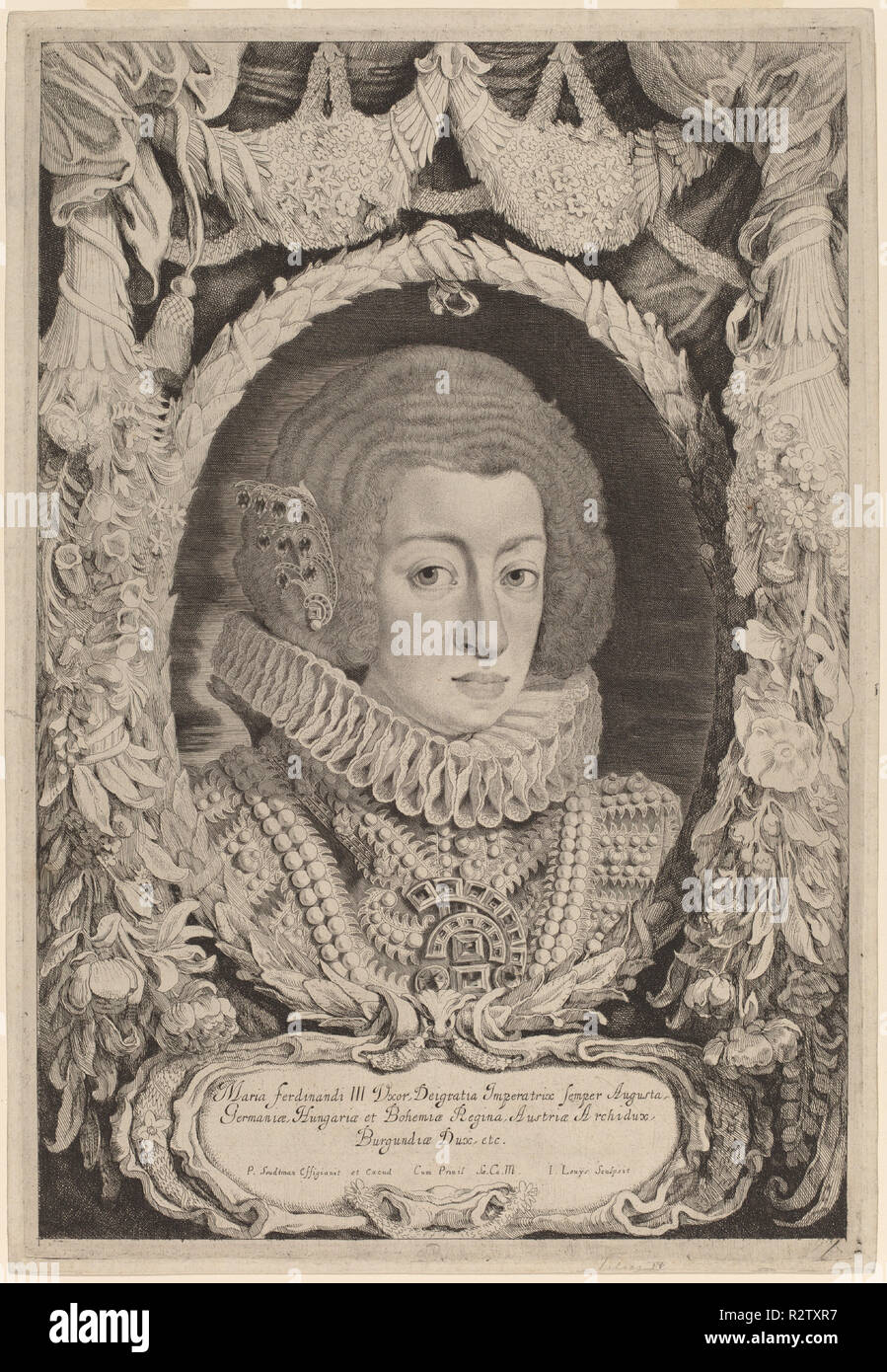 Maria Anna of Spain. Medium: engraving. Museum: National Gallery of Art, Washington DC. Author: Jacob Louis after Pieter Claesz Soutman. Stock Photo
