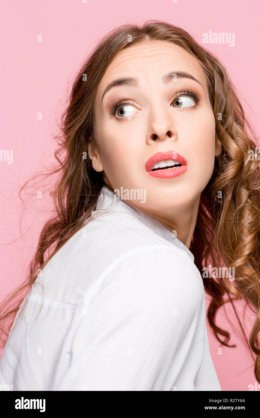 I'm afraid. Fright. Portrait of the scared woman. Business woman ...