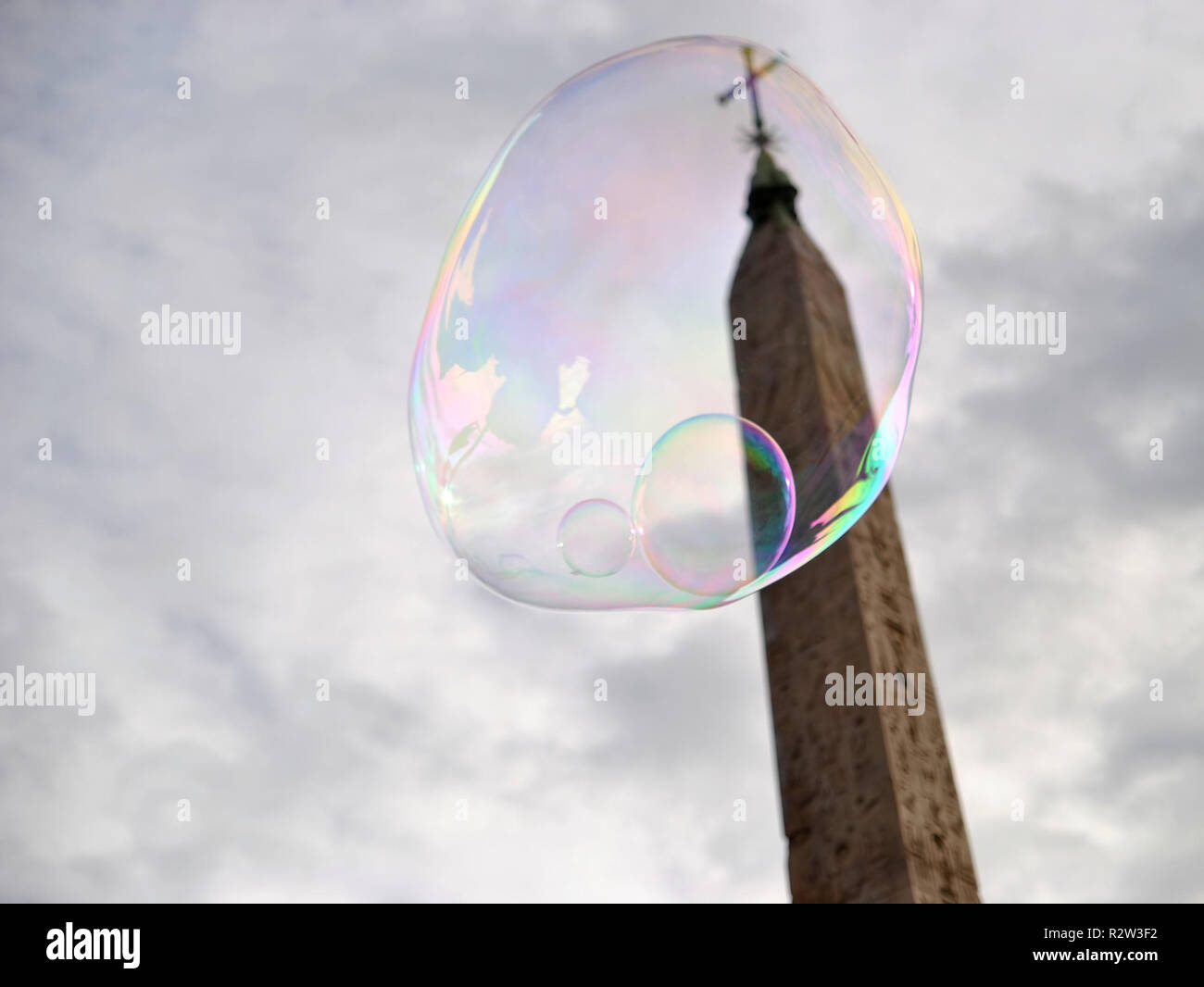 bubble with the captured egyptian obelisk in the background Stock Photo