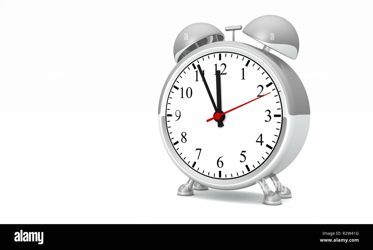 silver alarm clock - 11:55 concept 02 Stock Photo - Alamy