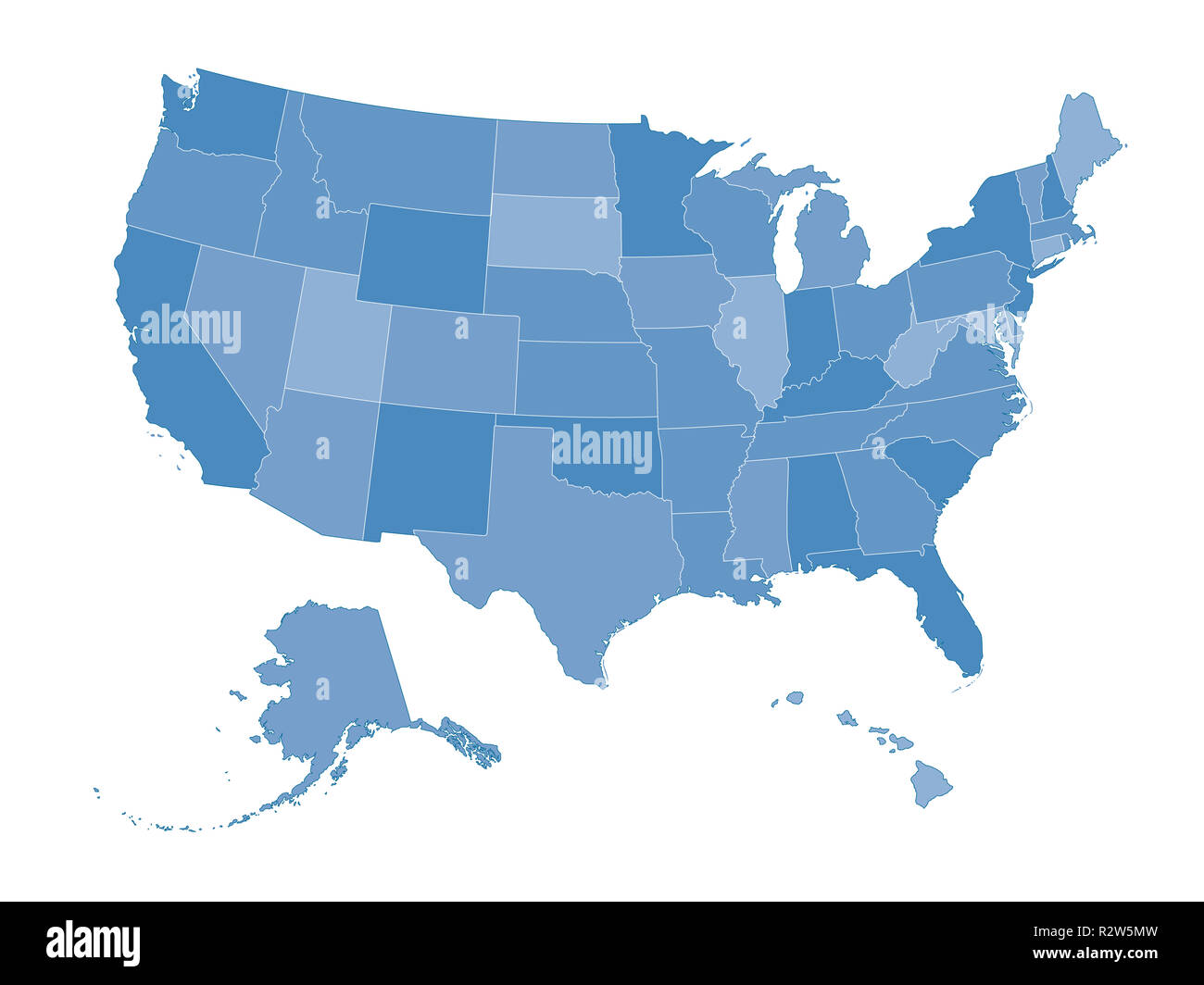 United states map alaska and hawaii -  R2W5MW 
