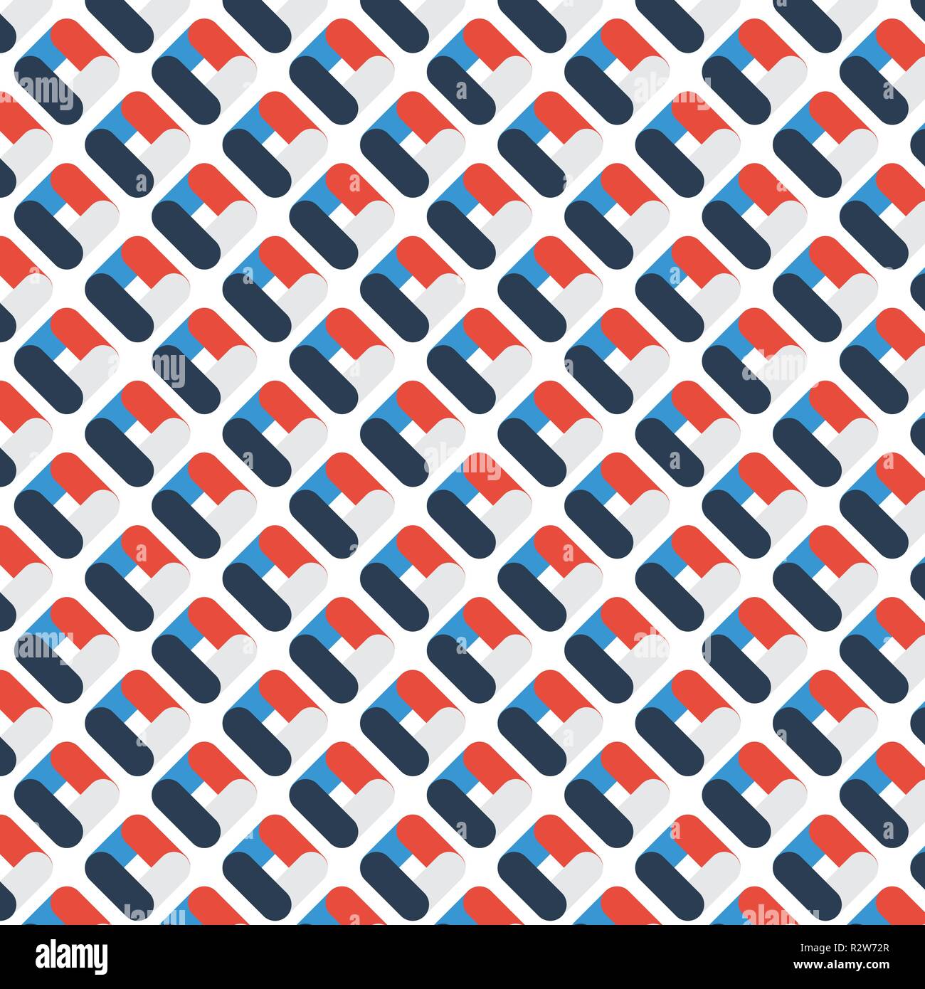Abstract geometric rounded pattern overlapping color on white background. Vector illustration Stock Vector