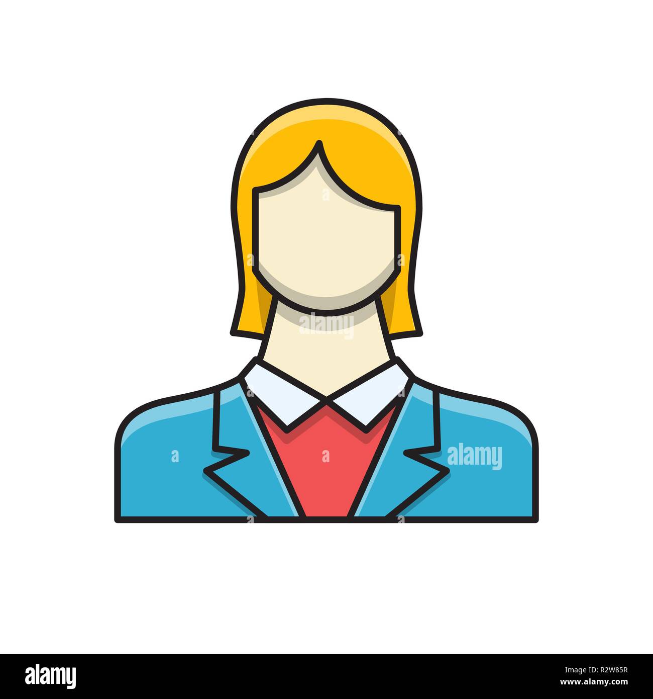 Employee Woman Filled Related Flat Vector Icon Stock Vector