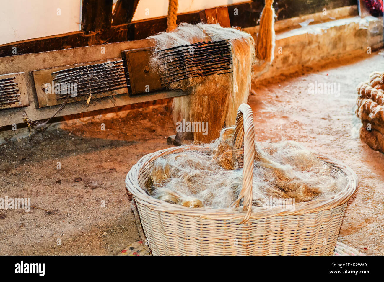 Sealing seal hemp, hemp braid in a basket Stock Photo Alamy