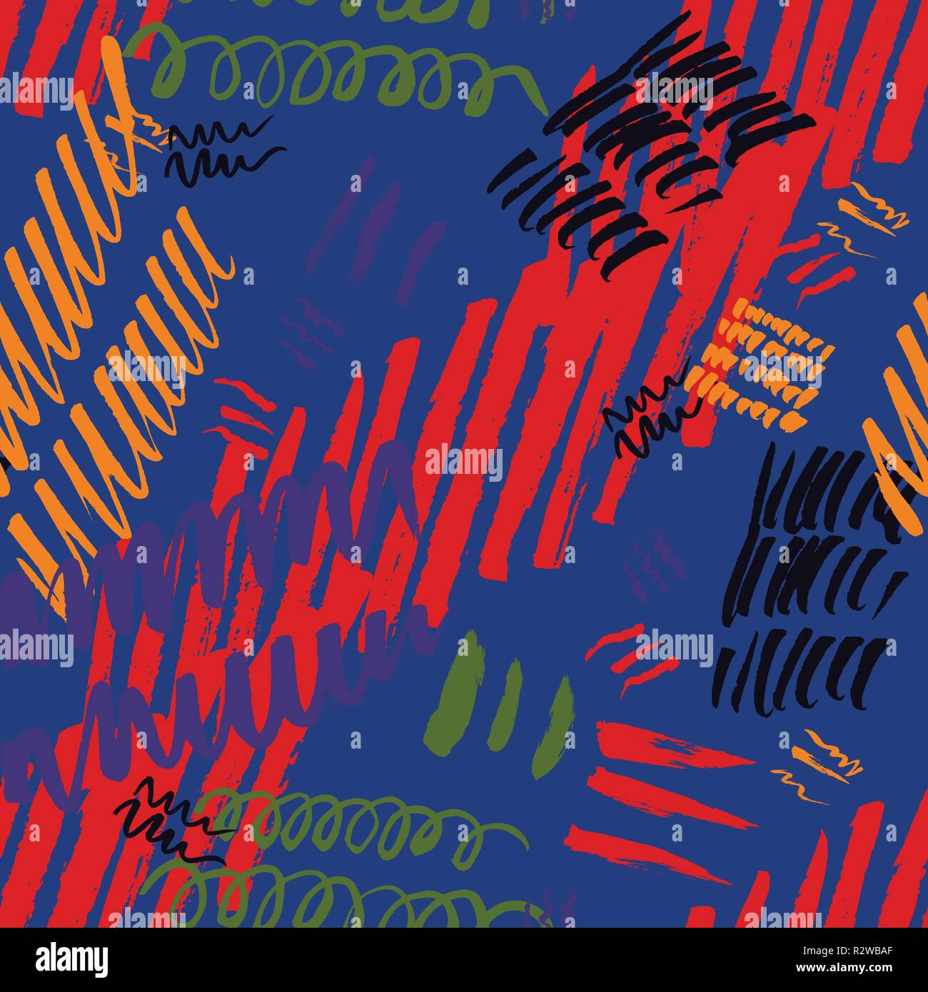 Seamless pattern hand drawn with a brush strokes. Abstract brushstrokes ...