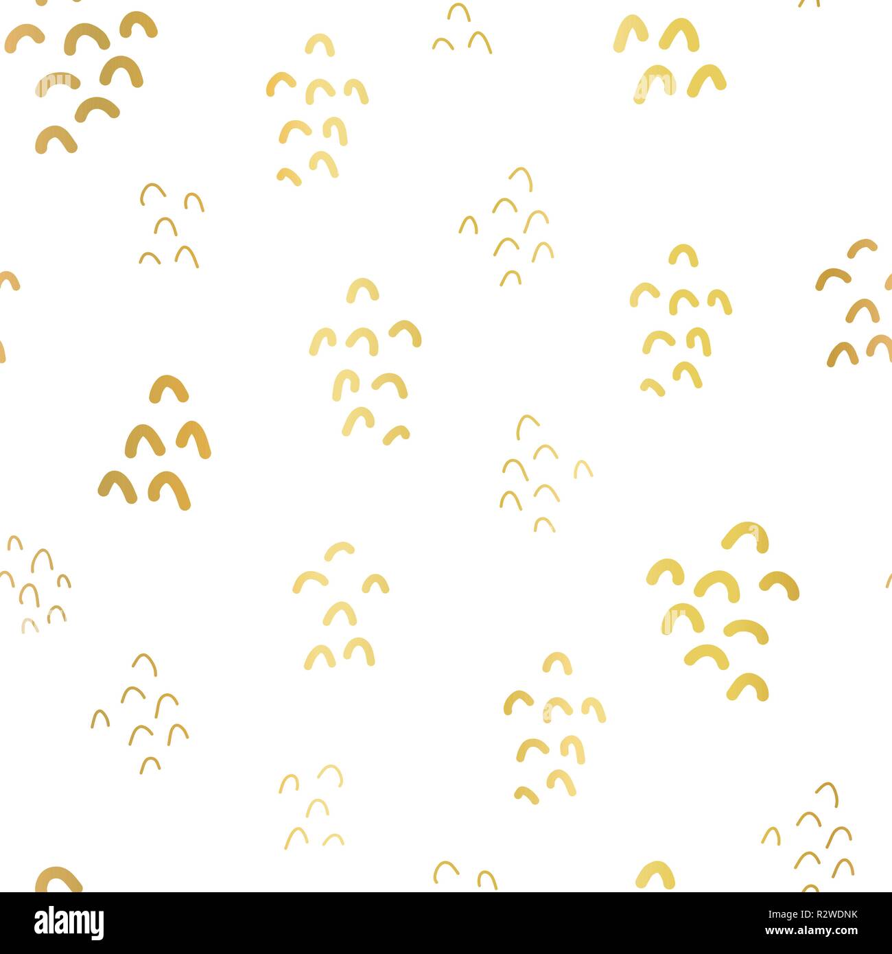 Hand drawn doodle shapes gold foil seamless vector background. Modern ...
