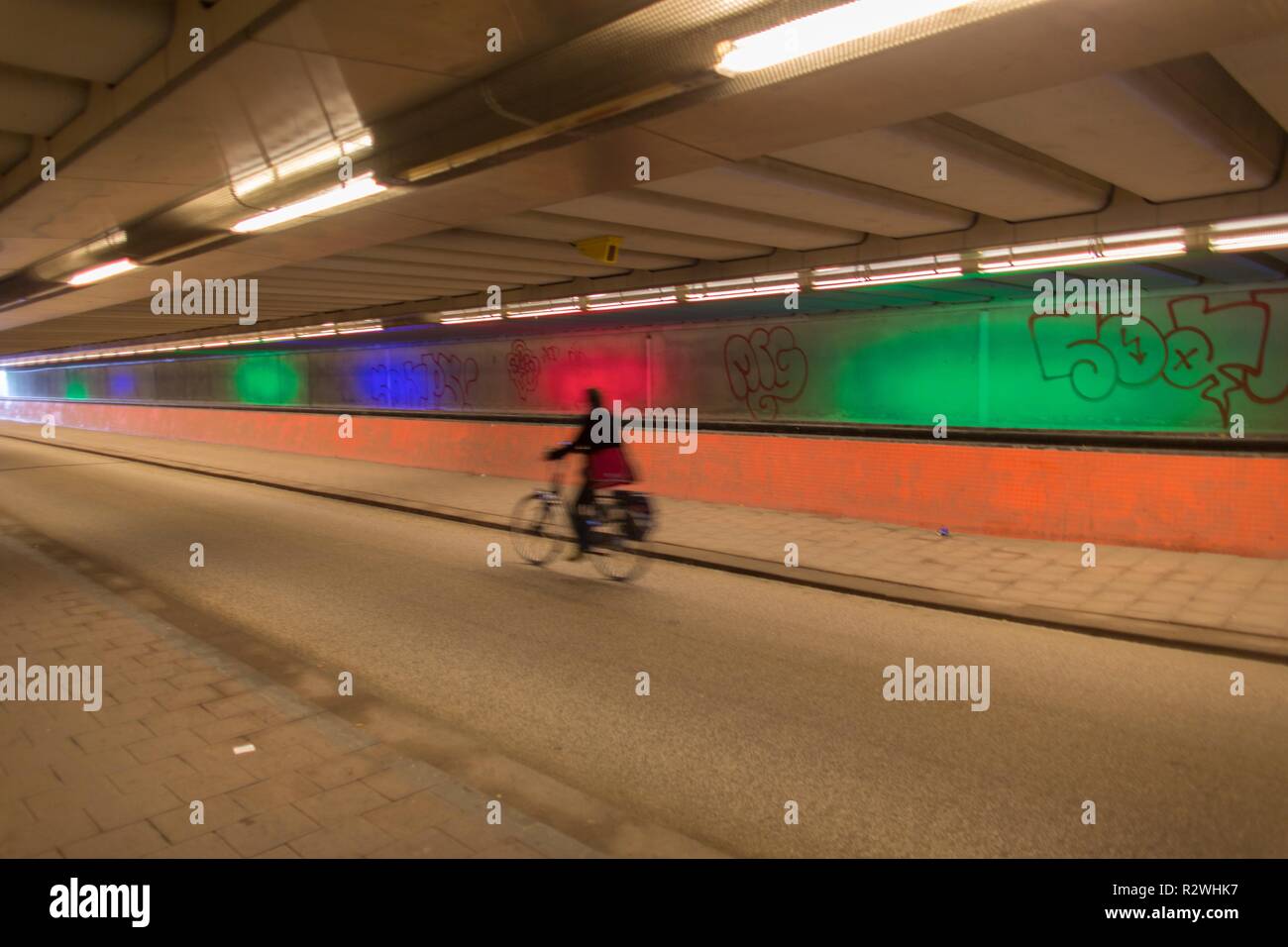 Bicycle lane in Utrecht Stock Photo