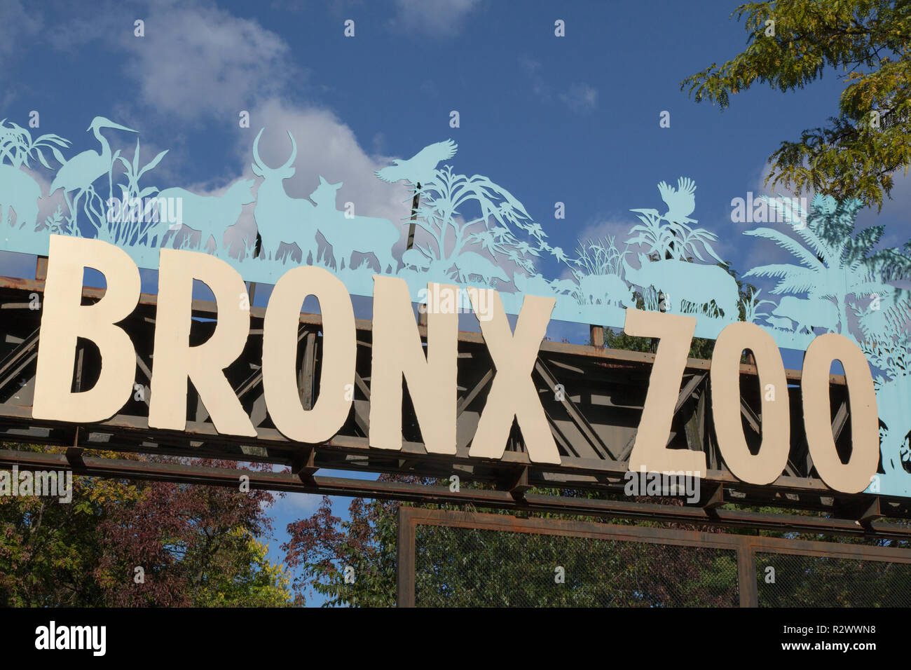 Entrance to the Bronx Zoo, New York, United States of America. Stock Photo