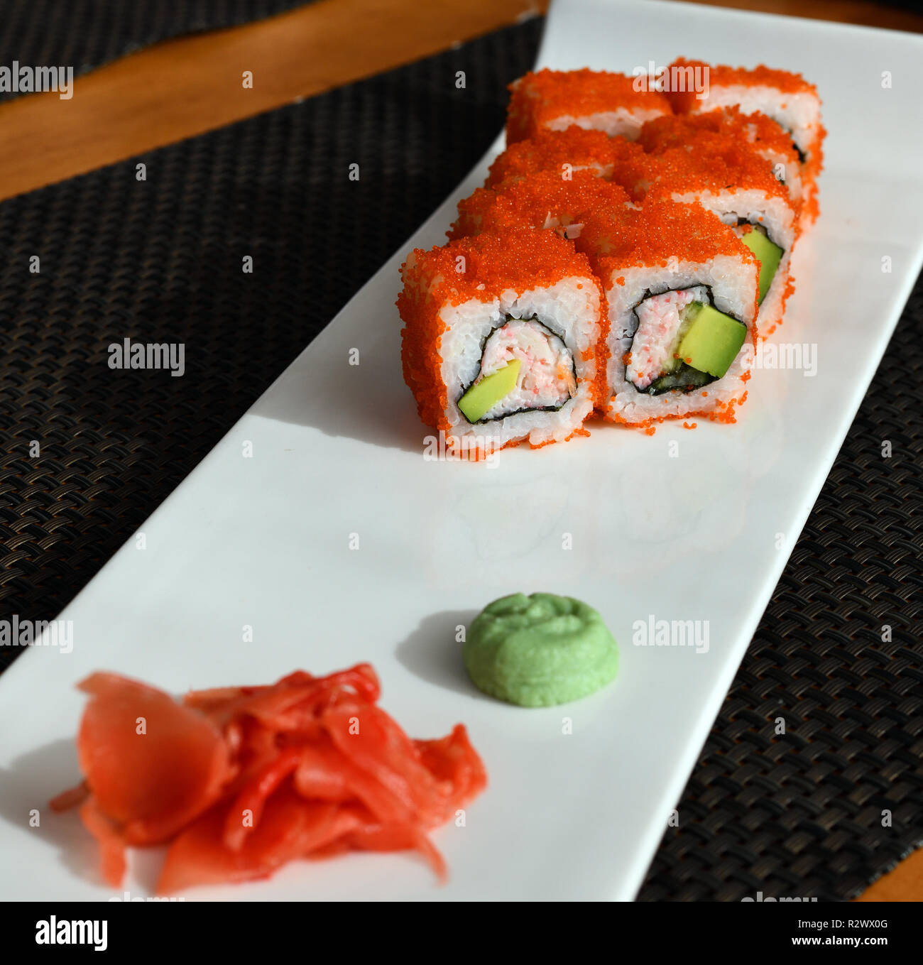 Caviar rolls on table in a restaurant Stock Photo